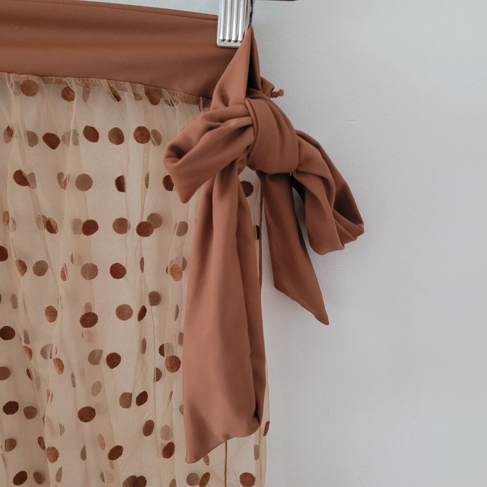 Polka-Dot Cover-Up Sheer Wrap Skirt-Large - Picture 3 of 7